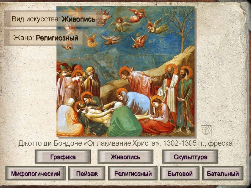 Джотто ди Бондоне «Оплакивание Христа», 1302-1305 гг., фреска Живопись Скульптура Графика Мифологический Религиозный Пейзаж